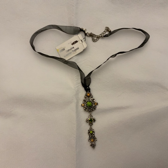 N7/ NWT 17” Cookie Lee Necklace - Australian Crystals on Black Organza Ribbon - Picture 3 of 3